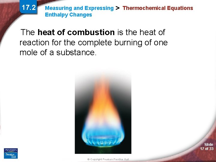 17. 2 Measuring and Expressing Enthalpy Changes > Thermochemical Equations The heat of combustion