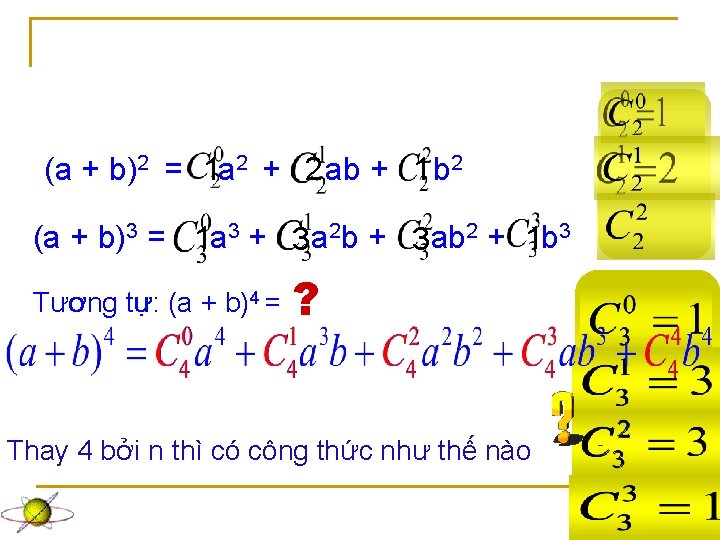 (a + b)2 = 1 a 2 + 2 ab + 1 b 2