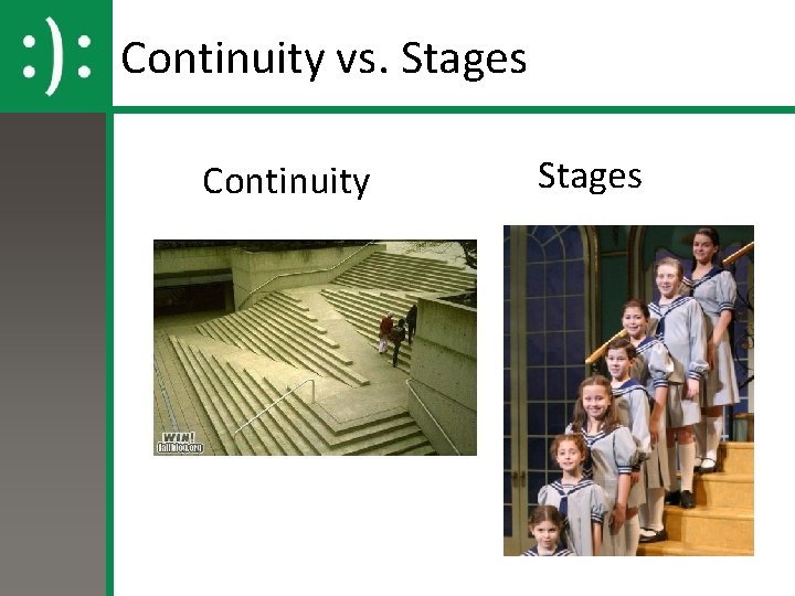 Continuity vs. Stages Continuity Stages 