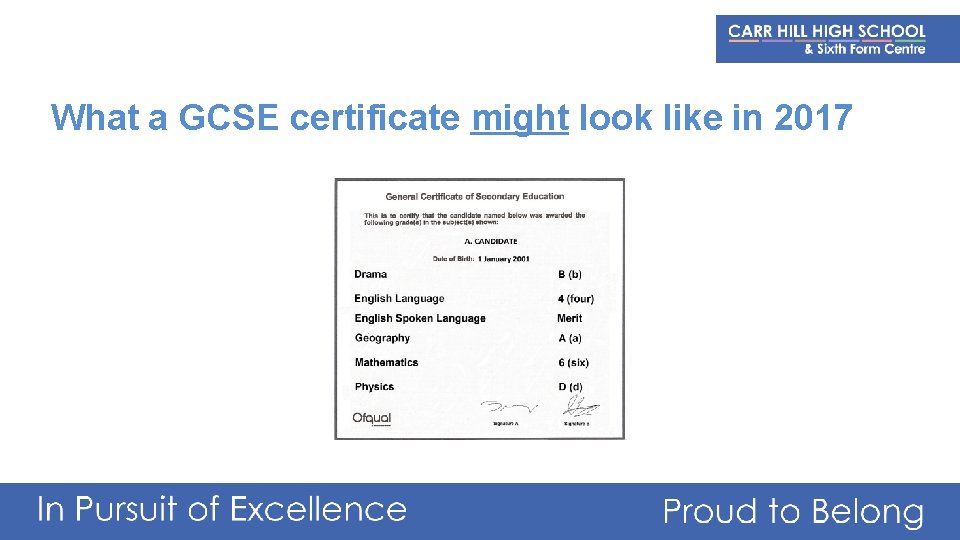 What a GCSE certificate might look like in 2017 