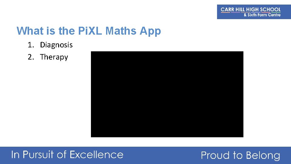 What is the Pi. XL Maths App 1. Diagnosis 2. Therapy 