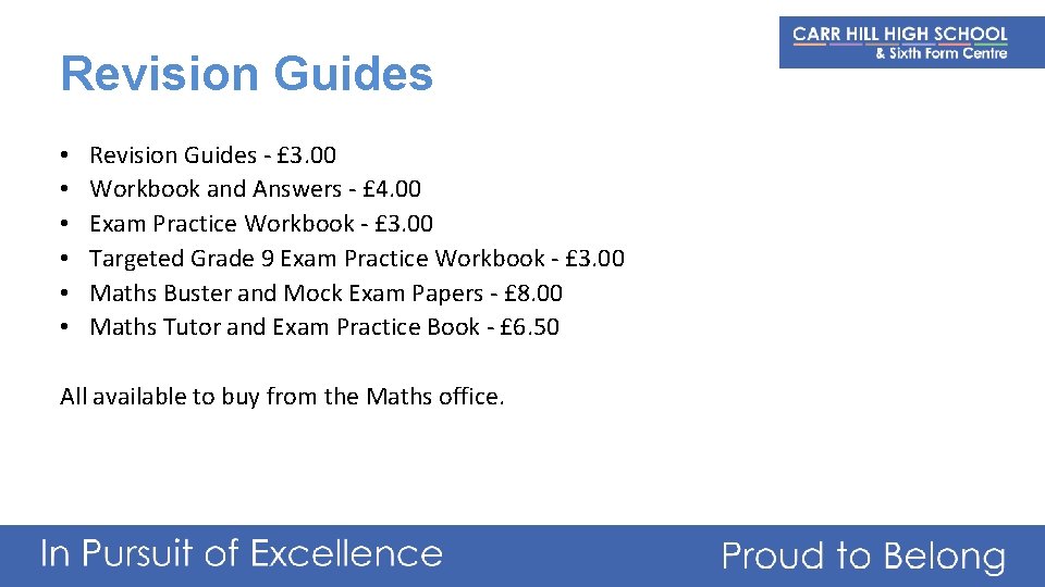 Revision Guides • • • Revision Guides - £ 3. 00 Workbook and Answers
