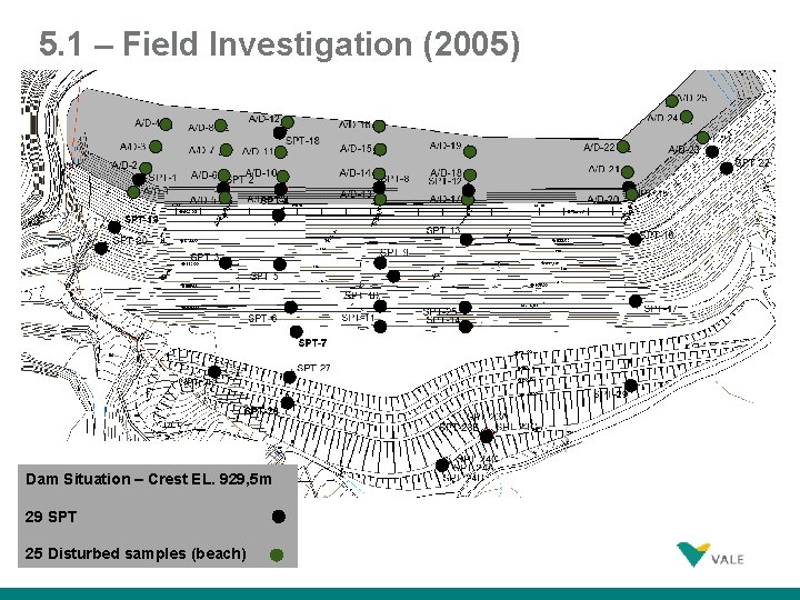 5. 1 – Field Investigation (2005) Dam Situation – Crest EL. 929, 5 m