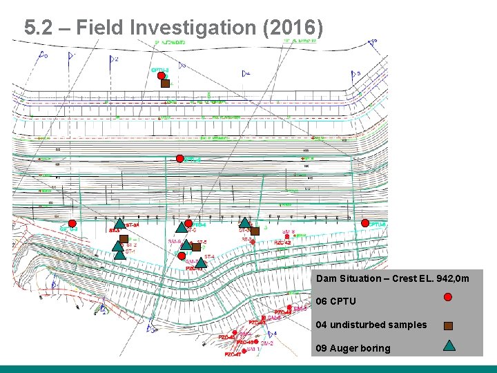 5. 2 – Field Investigation (2016) Dam Situation – Crest EL. 942, 0 m