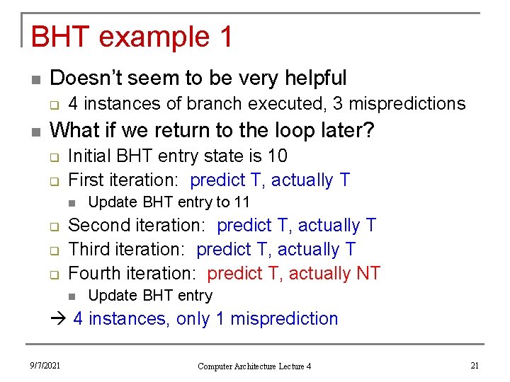 BHT example 1 n Doesn’t seem to be very helpful q n 4 instances