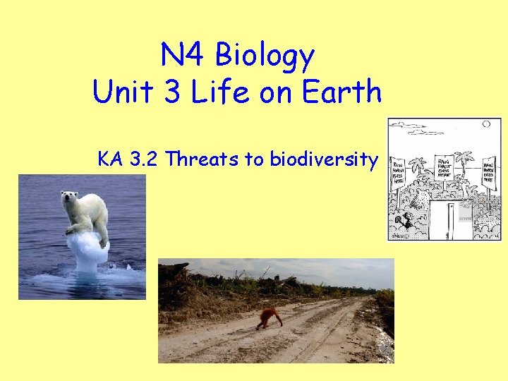 N 4 Biology Unit 3 Life on Earth KA 3. 2 Threats to biodiversity