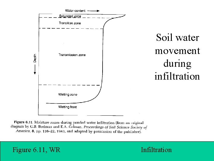 Soil water movement during infiltration Figure 6. 11, WR Infiltration 