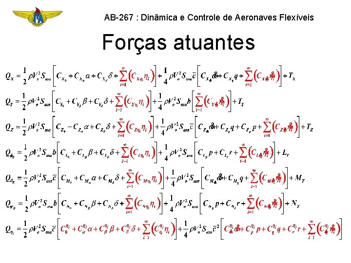 AB-267 : Dinâmica e Controle de Aeronaves Flexíveis Forças atuantes 
