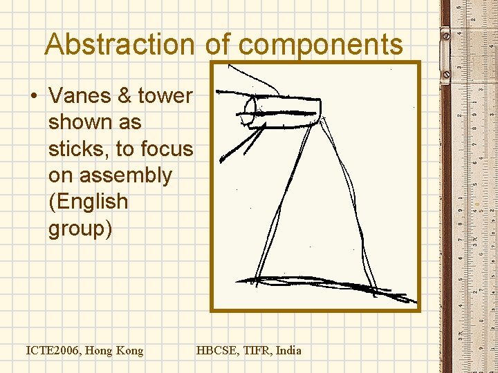 Abstraction of components • Vanes & tower shown as sticks, to focus on assembly Abstraction of components • Vanes & tower shown as sticks, to focus on assembly