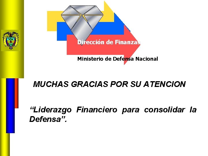Dirección de Finanzas Ministerio de Defensa Nacional MUCHAS GRACIAS POR SU ATENCION “Liderazgo Financiero