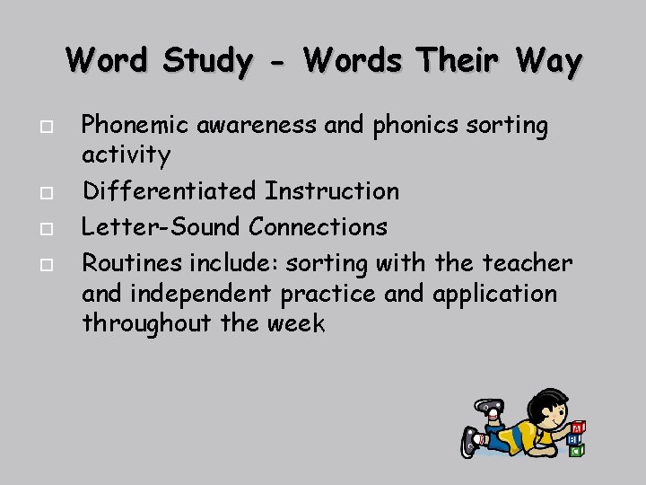 Word Study - Words Their Way Phonemic awareness and phonics sorting activity Differentiated Instruction