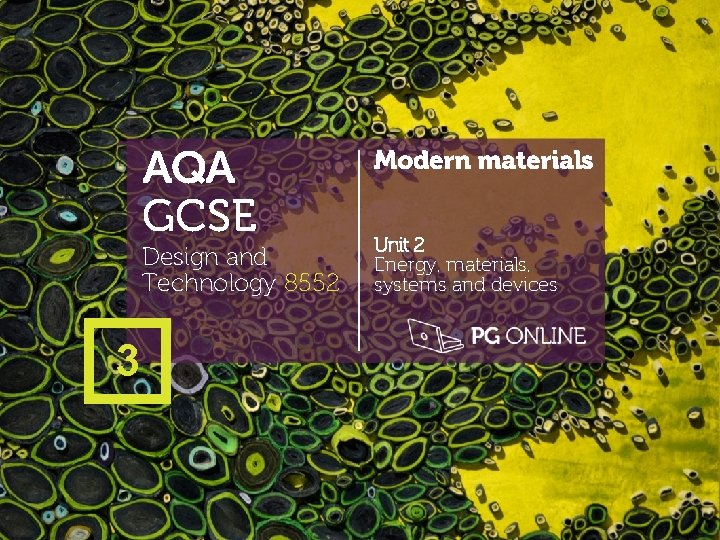 AQA GCSE Design and Technology 8552 3 Modern materials Unit 2 Energy, materials, systems
