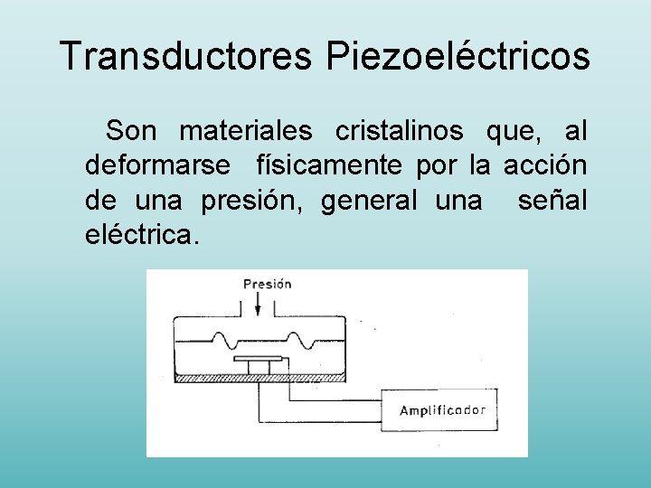 Transductores Piezoeléctricos Son materiales cristalinos que, al deformarse físicamente por la acción de una