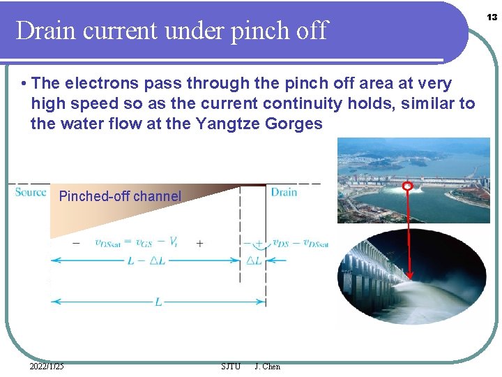 Drain current under pinch off • The electrons pass through the pinch off area