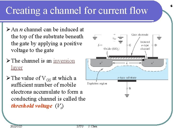 Creating a channel for current flow Ø An n channel can be induced at