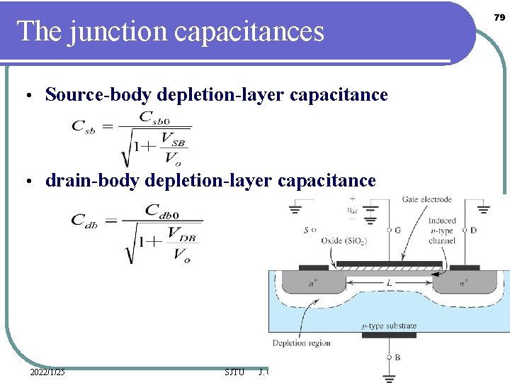 The junction capacitances • Source-body depletion-layer capacitance • drain-body depletion-layer capacitance 2022/1/25 SJTU J.