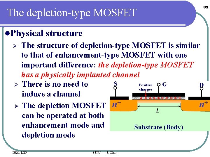 The depletion-type MOSFET l. Physical structure The structure of depletion-type MOSFET is similar to