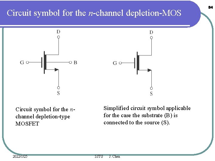 Circuit symbol for the n-channel depletion-MOS Simplified circuit symbol applicable for the case the