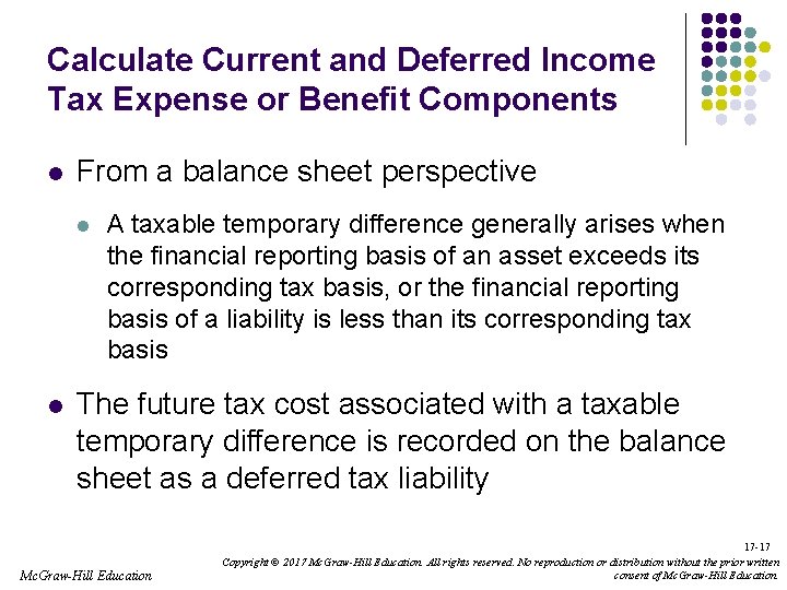 Calculate Current and Deferred Income Tax Expense or Benefit Components l From a balance