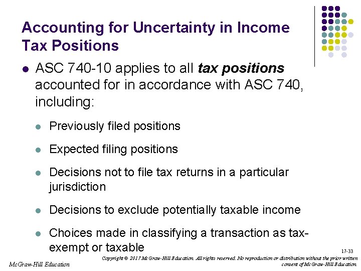 Accounting for Uncertainty in Income Tax Positions l ASC 740 -10 applies to all