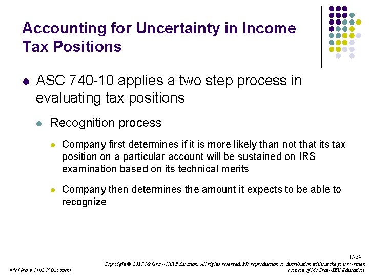 Accounting for Uncertainty in Income Tax Positions l ASC 740 -10 applies a two