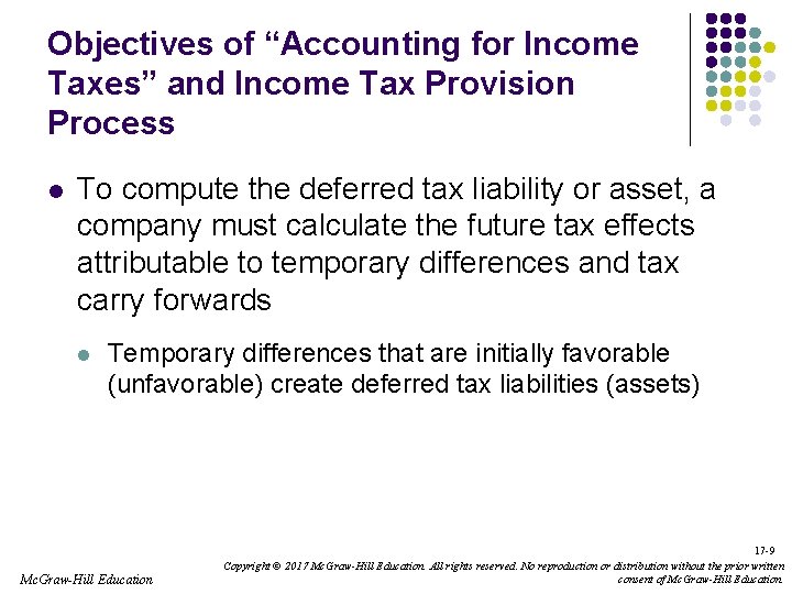 Objectives of “Accounting for Income Taxes” and Income Tax Provision Process l To compute