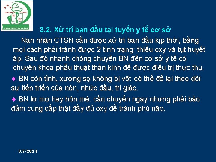 3. 2. Xử trí ban đầu tại tuyến y tế cơ sở Nạn nhân