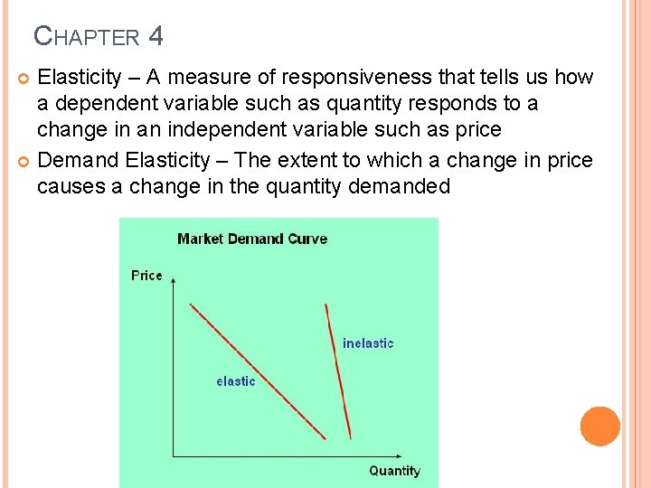 CHAPTER 4 Elasticity – A measure of responsiveness that tells us how a dependent
