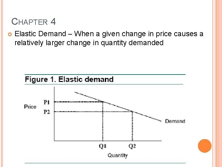 CHAPTER 4 Elastic Demand – When a given change in price causes a relatively