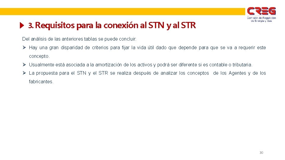 3. Requisitos para la conexión al STN y al STR Del análisis de las