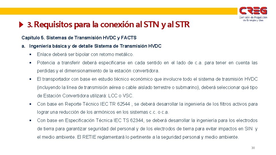 3. Requisitos para la conexión al STN y al STR Capítulo 5. Sistemas de