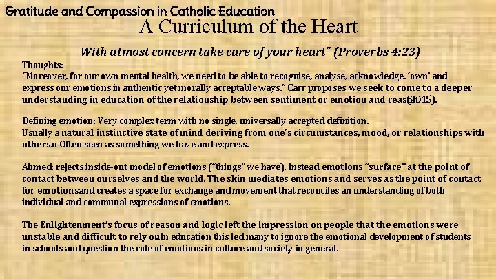 Gratitude and Compassion in Catholic Education A Curriculum of the Heart With utmost concern