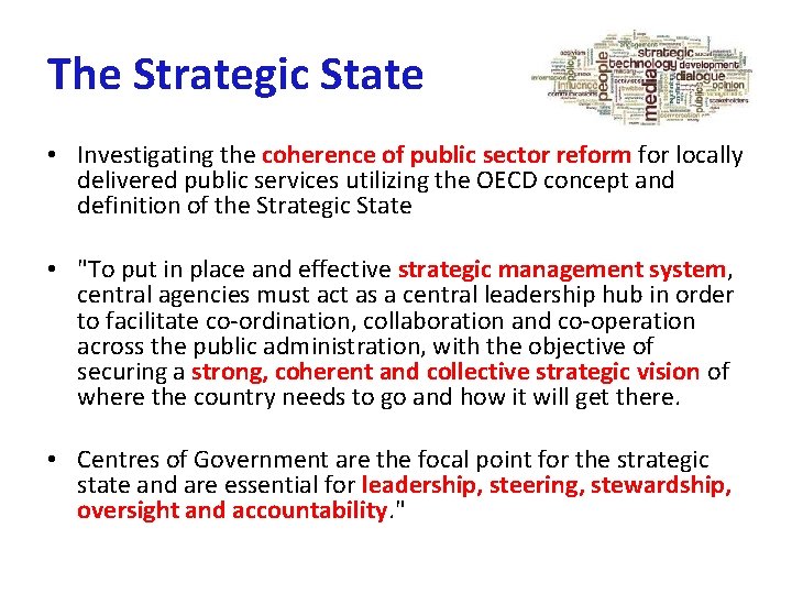 The Strategic State • Investigating the coherence of public sector reform for locally delivered