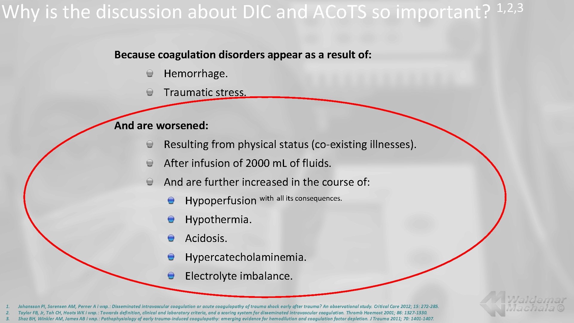 Why is the discussion about DIC and ACo. TS so important? Because coagulation disorders