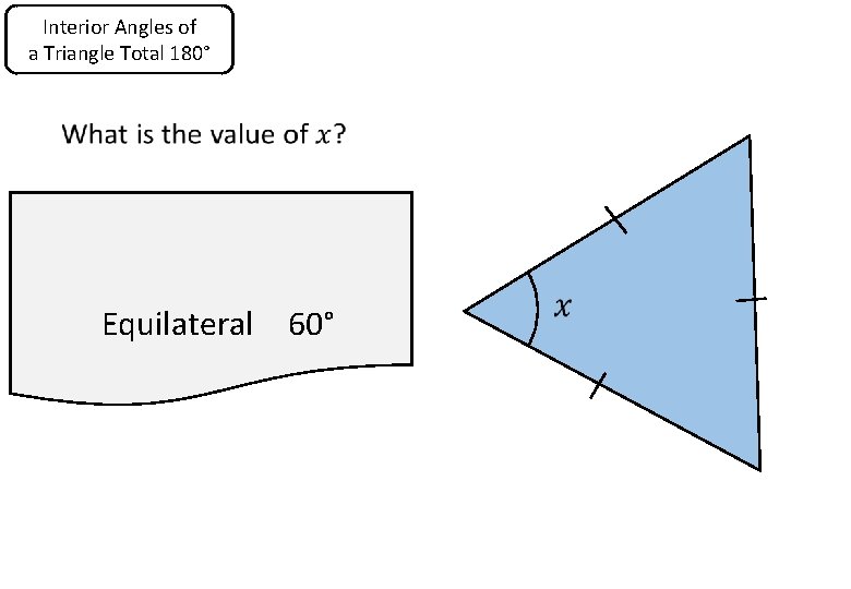 Interior Angles of a Triangle Total 180° Equilateral 60° 