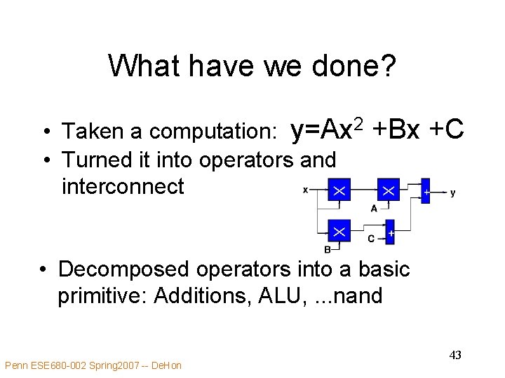 What have we done? • Taken a computation: y=Ax 2 • Turned it into