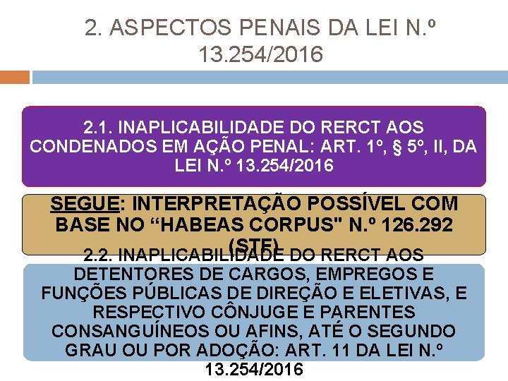 2. ASPECTOS PENAIS DA LEI N. º 13. 254/2016 2. 1. INAPLICABILIDADE DO RERCT