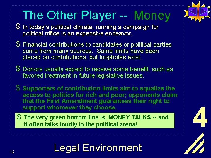 The Other Player -- Money $ In today’s political climate, running a campaign for
