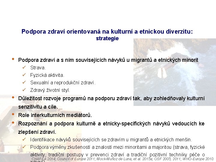 Podpora zdraví orientovaná na kulturní a etnickou diverzitu: strategie • Podpora zdraví a s