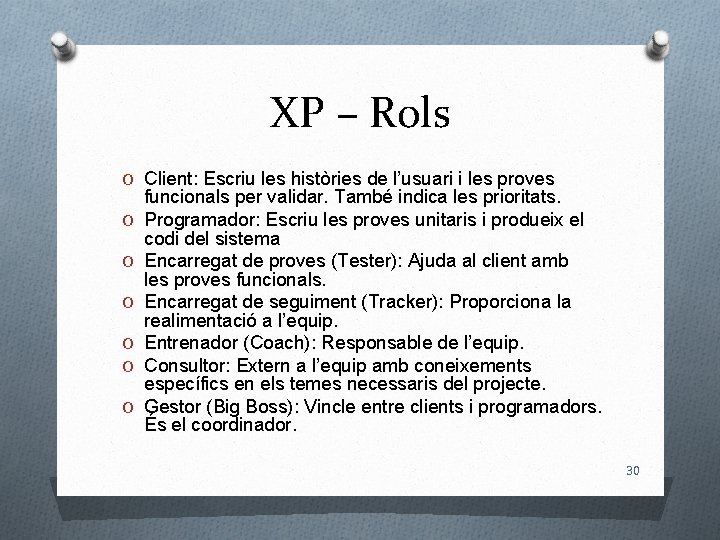 XP – Rols O Client: Escriu les històries de l’usuari i les proves O