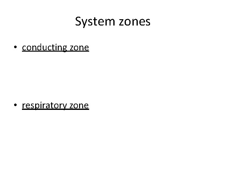 System zones • conducting zone • respiratory zone 