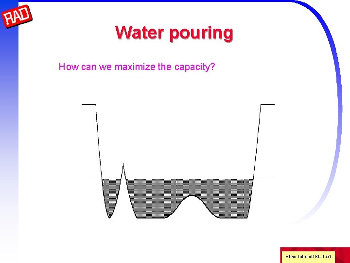 Water pouring How can we maximize the capacity? Stein Intro x. DSL 1. 51