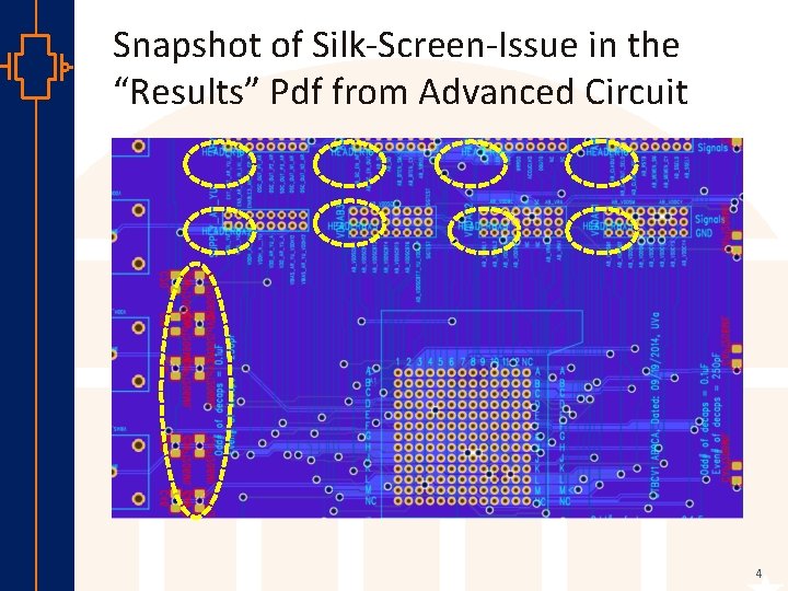 Snapshot of Silk-Screen-Issue in the “Results” Pdf from Advanced Circuit st Robu Low er