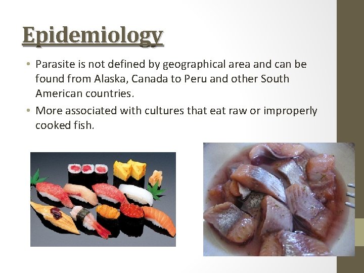 Epidemiology • Parasite is not defined by geographical area and can be found from