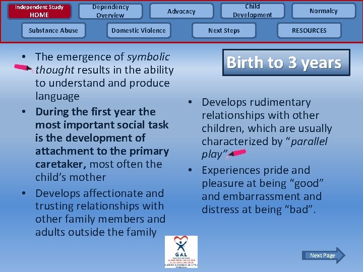 Independent Study HOME Substance Abuse Dependency Overview Advocacy Domestic Violence • The emergence of