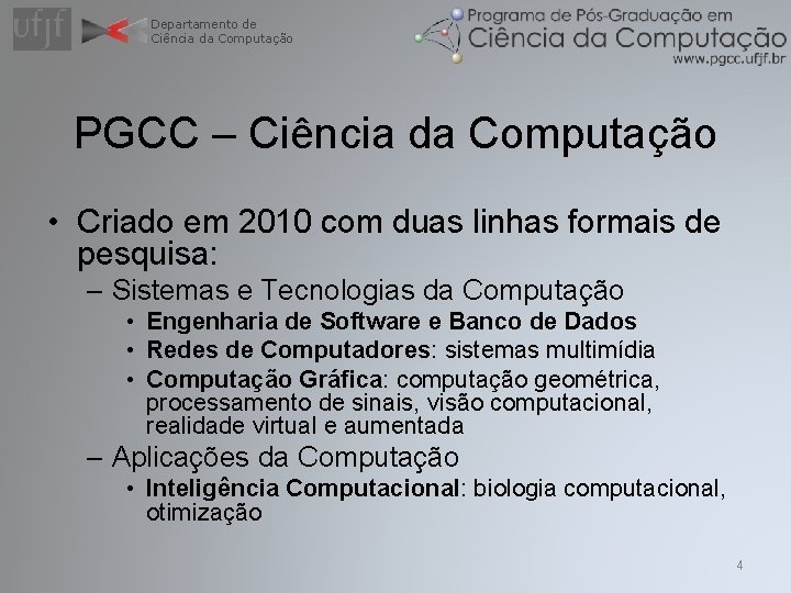 Departamento de Cincia da Computao Programa de PsGraduao