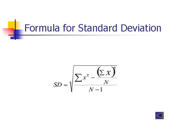 Formula for Standard Deviation 