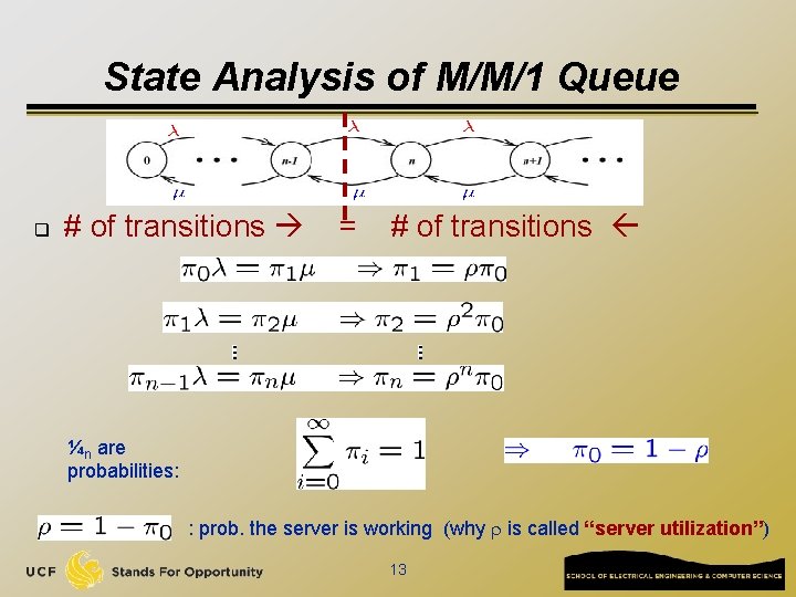 State Analysis of M/M/1 Queue q # of transitions = # of transitions ¼n