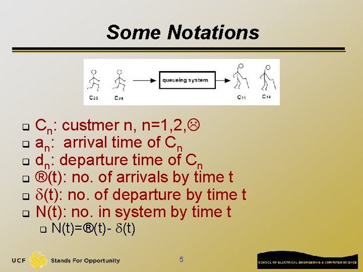 Some Notations q q q Cn: custmer n, n=1, 2, an: arrival time of