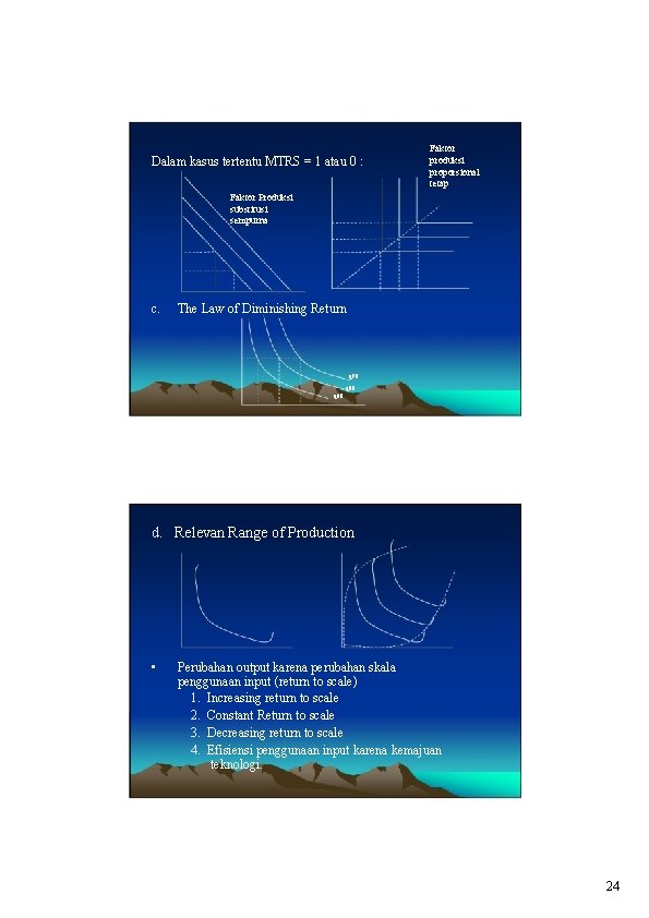 Dalam kasus tertentu MTRS = 1 atau 0 : Faktor produksi proporsional tetap Faktor